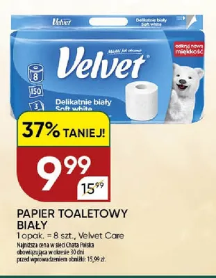 Papier toaletowy biały Velvet 8-pak promocja w Chata Polska