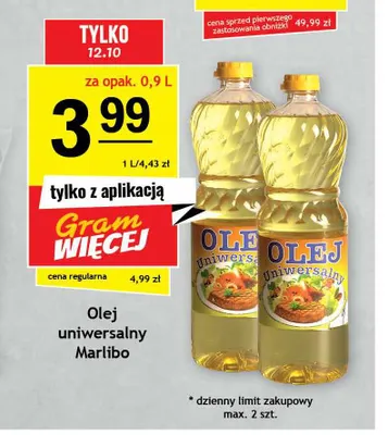 Olej rzepakowy uniwersalny Marlibo promocja w Gram Market