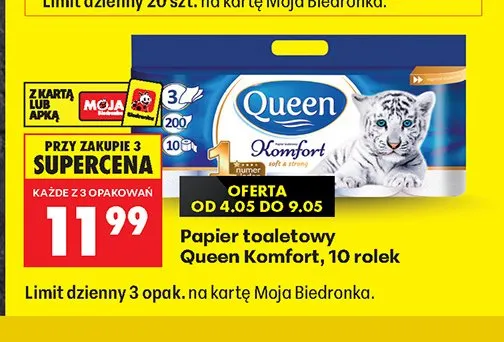 Papier toaletowy Queen Komfort promocja w Biedronka