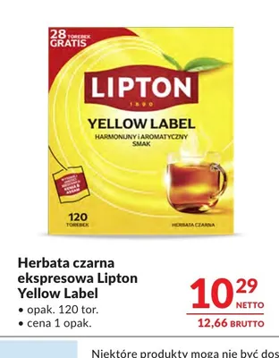 Herbata czarna ekspresowa Lipton Yellow Label promocja w Makro