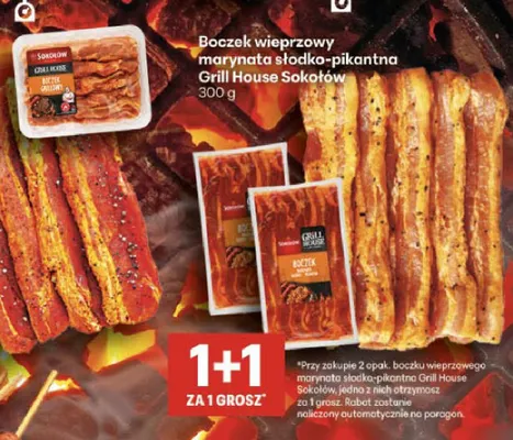 Boczek wieprzowy marynata słodko-pikantna Sokołów Grill House promocja w Delikatesy Centrum