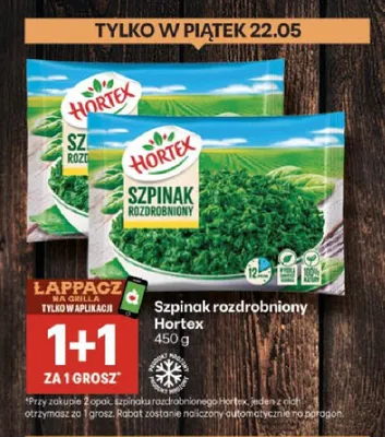 Szpinak rozdrobniony Hortex promocja w Delikatesy Centrum