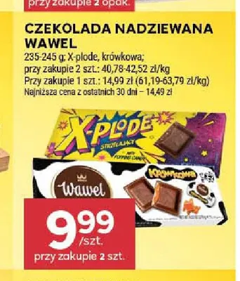 Czekolada nadziewana Wawel X-plode promocja w Stokrotka