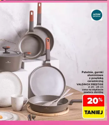 Patelnie i garnki aluminiowe z powłoką ceramiczną Valdinox Prestige promocja w Carrefour