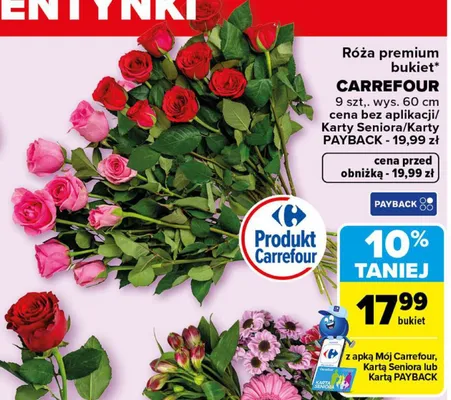 Róża premium bukiet promocja w Carrefour