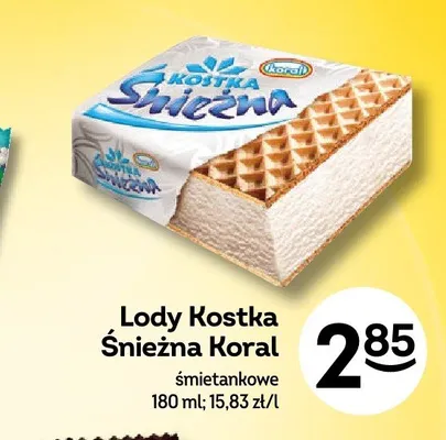 Lody Kostka Śnieżna Koral śmietankowe promocja w Żabka