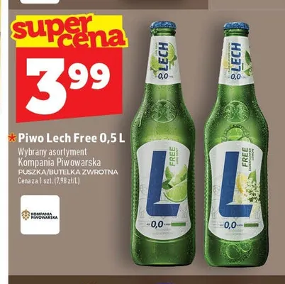 Piwo bezalkoholowe Lech Free Limonka z Miętą promocja w TOPAZ