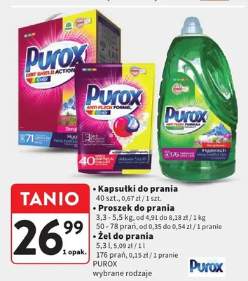 Kapsułki do prania Purox wybrane rodzaje 40szt. promocja w Intermarche
