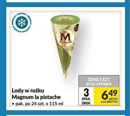Lody w rożku Magnum la pistache promocja w Makro