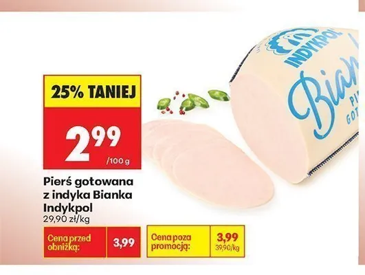 Pierś gotowana z indyka Bianka Indykpol promocja w Biedronka