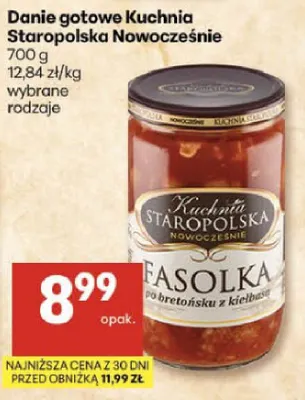 Danie gotowe fasolka w bretońsku z kiełbasą promocja w Delikatesy Centrum