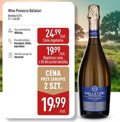 Wino Prosecco Ballaturi promocja w Aldi