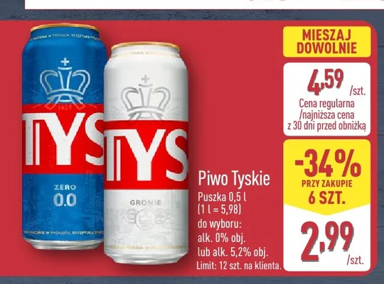 Piwo Tyskie Gronie promocja w Aldi
