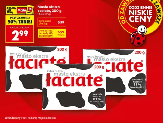 Masło ekstra Łaciate promocja w Biedronka