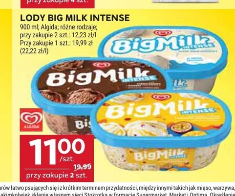 Lody Big Milk Intense — wariant nieczytelny promocja w Stokrotka