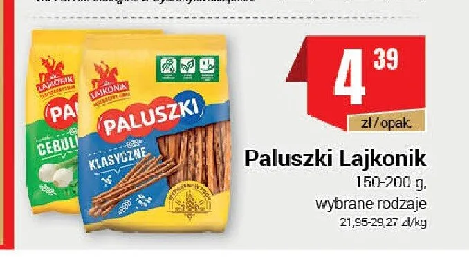 Paluszki Lajkonik o smaku zielonej cebulki promocja w Premium Nasz Sklep