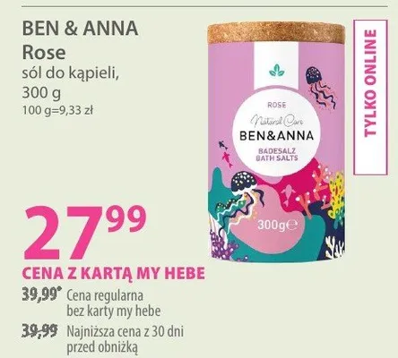Sól do kąpieli BEN & ANNA Rose sól do kąpieli promocja w Hebe