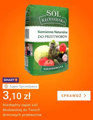 Sól kamienna naturalna niejodowana do przetworów Kłodawa promocja w Allegro