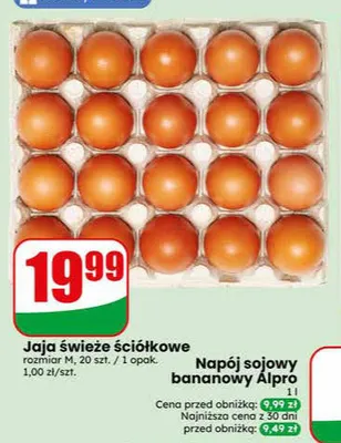 Jaja świeże ściółkowe rozmiar M 20-pak promocja w Dino