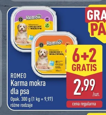 Karma mokra dla psa Romeo promocja w Aldi