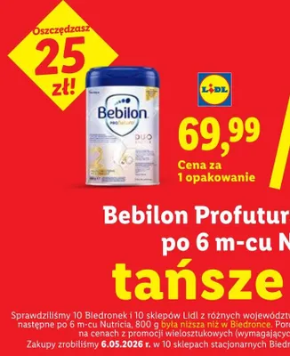 Mleko następne po 6m-cu Bebilon Profutura 2 Nutricia promocja w Lidl