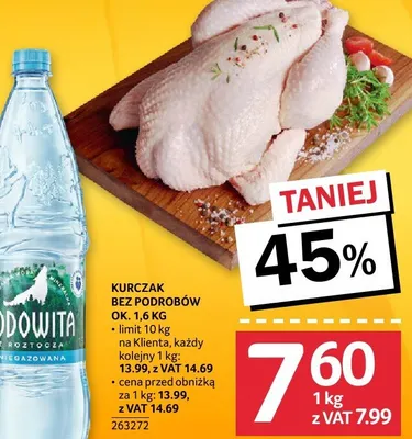 Kurczak bez podrobów ok. 1.6 kg (limit 10 kg na klienta każdy rodzaj) promocja w Selgros
