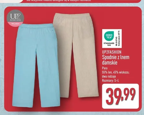 Spodnie z lnem damskie UP2FASHION promocja w Aldi