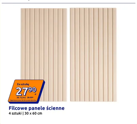 Filcowe panele ścienne 4-pak 30x60 cm promocja w Action