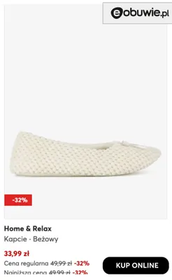 Kapcie Home & Relax promocja w eobuwie.pl