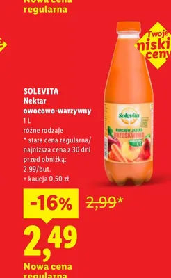 Nektar owocowo-warzywny Solevita promocja w Lidl