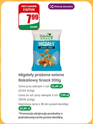 Migdały prażone solone Bakaliowy Snack promocja w Dino