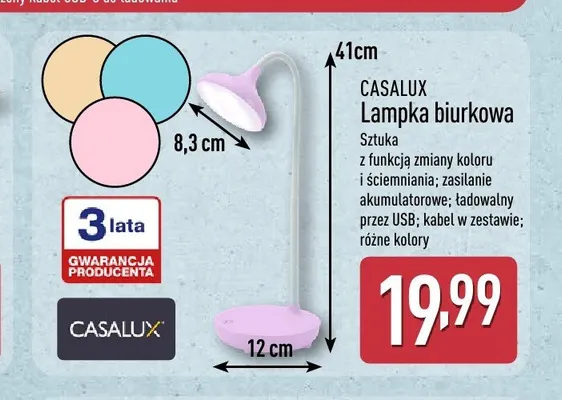 Lampka biurkowa Casalux promocja w Aldi