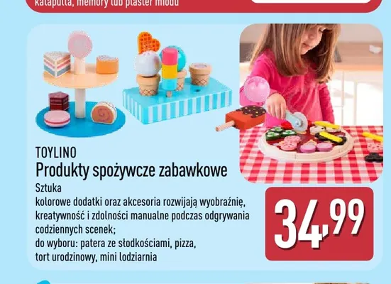 Produkty spożywcze zabawkowe Toylino mini lodziarnia promocja w Aldi