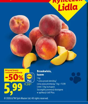 Brzoskwinie luzem promocja w Lidl