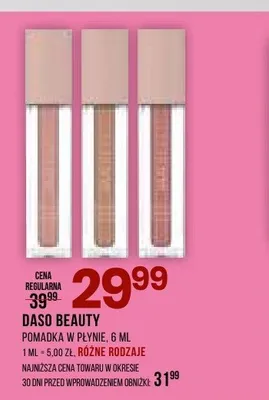 Pomadka w płynie DASO BEAUTY promocja w Drogerie Natura