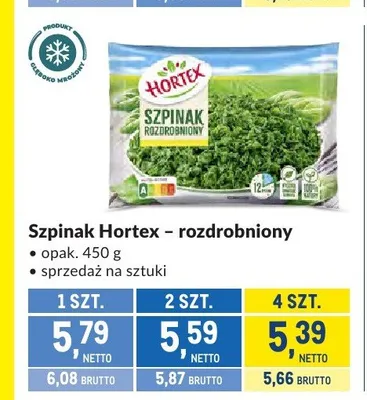 Szpinak Hortex rozdrobniony promocja w Makro