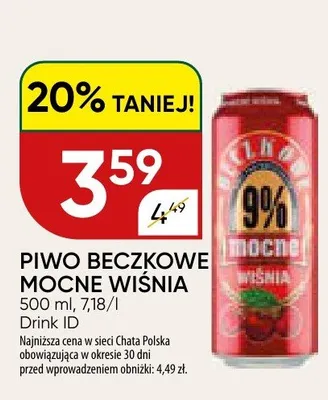 Piwo beczkowemocne Wiśnia promocja w Chata Polska