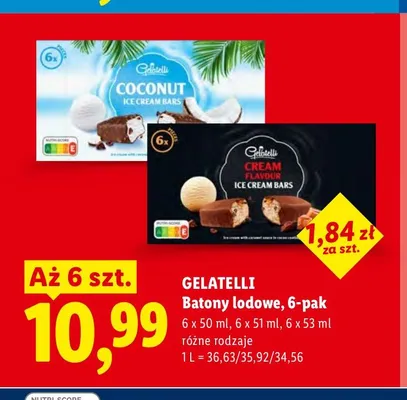 Batony lodowe Gelatelli Coconut 6-pak promocja w Lidl