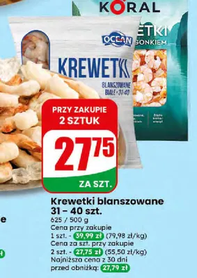 Krewetki blanszowane 31-40 szt. promocja w Dino