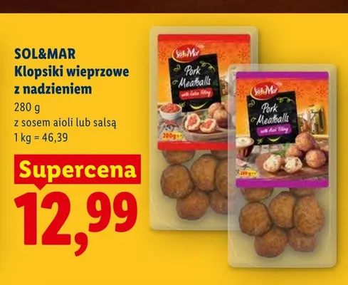 Klopsiki wieprzowe z nadzieniem z sosem aioli SOL&MAR promocja w Lidl