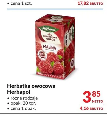 Herbatka owocowa Herbapol Malina promocja w Makro