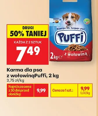 Karma dla psa z wołowiną Puffi 2kg promocja w Biedronka