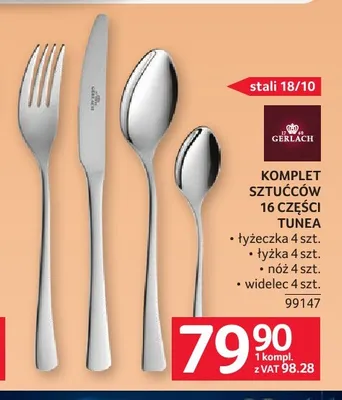 Komplet sztućców 16 części Tunea Gerlach promocja w Selgros