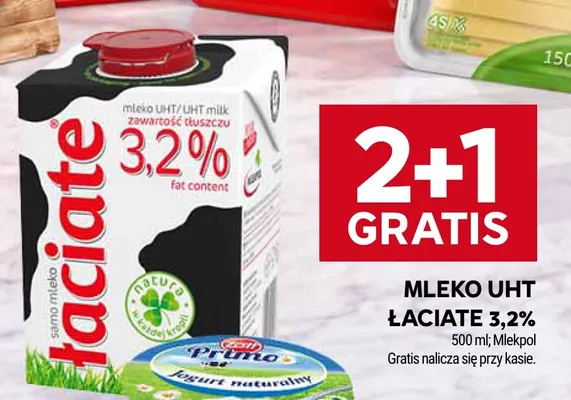 Mleko UHT Łaciate 3,2% promocja w Stokrotka