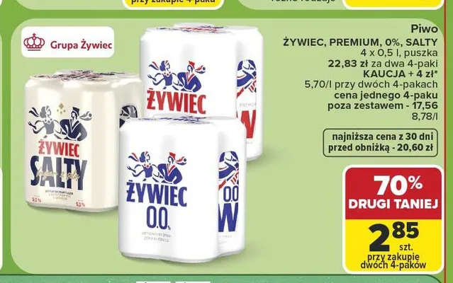 Piwo bezalkoholowe Żywiec 4-pak promocja w Carrefour