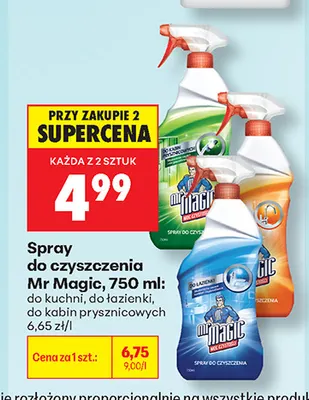Spray do czyszczenia Mr Magic do kabin prysznicowych promocja w Biedronka