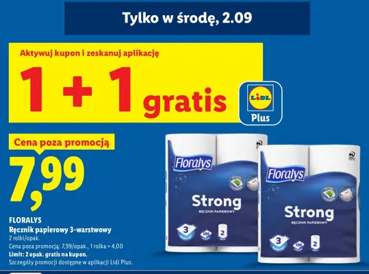 Ręcznik papierowy 3-warstwowy 2-pak Floralys promocja w Lidl