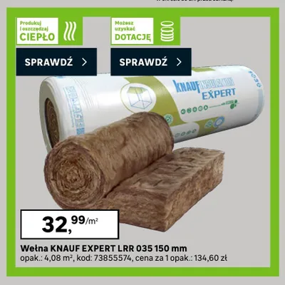 Wełna KNAUF EXPERT LRR 035 150mm promocja w Leroy Merlin