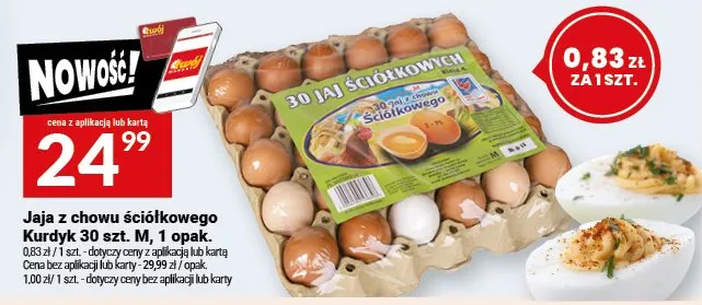 Jaja z chowu ściółkowego Kurdyk 30 szt. M promocja w Twój Market