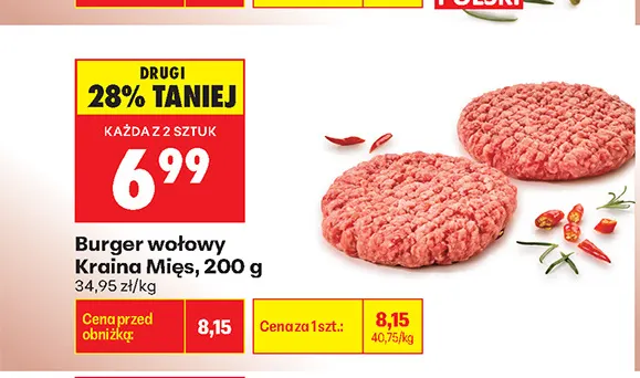 Burger wołowy Kraina Mięs promocja w Biedronka